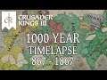 Crusader Kings III 1000 year Timelapse (867 - 1867)