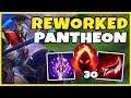 REWORKED PANTHEON ONE-SHOT SPEAR! PANTHEON REWORK PENTA! 1v5 vs intermediate bots -League of Legends