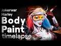 Harley Quinn Body Paint Transformation 🖤 Time lapse ❤️Tutorial & NFT art
