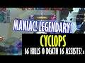 CYCLOPS BEST BUILD! | MANIAC! + LEGENDARY! | 16 KILLS 16 ASSISTS | NUEVA VIZCAYA TV | MOBILE LEGENDS