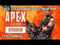 Apex Legends Season 8 | Solo Queue Ranked Split 1 Platinum Win — 2700 Damage (PS4)