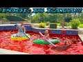Pool is Lava Challenge!! Pool Monster Escape Prank on Giant Pool Toys!