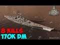 World of WarShips | Tirpitz | 8 KILLS | 170K Damage - Replay Gameplay 4K 60 fps
