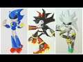 Drawing Metal Sonic, Shadow and Silver (Compilation)