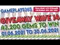 GamePlays365 GiveAway Wave 14 for June 2021 [43,200 Gems for Tennis Clash]