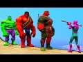 GTA 5 Ragdolls Spiderman vs Red Hulk vs Blue Hulk vs Harley Quinn (Euphoria physics Funny Moments)
