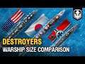 Warships Size Comparison: Destroyers | World of Warships