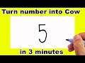 How to turn number 5 into Cow easy for beginners