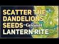 Find somewhere to scatter the dandelions seeds Genshin Impact