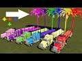 TRUCKS vs TREES! | MULTICOLOR WOODEN LOGS: CUTTING, TRANSPORTING & SELLING! Farming Simulator 19