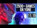 YONE vs RYZE (MID) | 2500+ games, 1.3M mastery, 8/2/6 | KR Master | v11.19