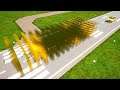 Explosive Yellow Glass Wall vs Lego Vehicles - Brick Rigs Falls