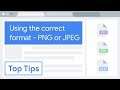Reduce image size: use the correct format — PNG or JPEG