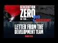 GENERATION ZERO Anniversery Letter From The Devs !!