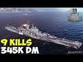 World of WarShips | Des Moines | 9 KILLS | 345K Damage - Replay Gameplay 4K 60 fps