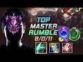 Master Rumble TOP vs Zac - 천상계 탑 럼블 템트리 룬 밤수 유성 - LOL KR 11.9