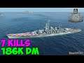 World of WarShips | Roma | 7 KILLS | 186K Damage - Replay Gameplay 1080p 60 fps