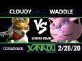 S@X 343 Losers Semis - Cloudy (Fox) Vs. waddle (Jigglypuff) Smash Melee - SSBM