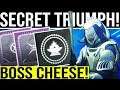 Destiny 2. TRIBUTE HALL SECRET TRIUMPH! Boss Cheese Spot For The Only The Essentials Hidden Triumph