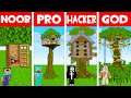MODERN TREE HOUSE BUILD CHALLENGE! NOOB FOUND TREE BASE in Minecraft NOOB vs PRO vs GOD (Animation)