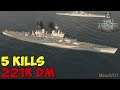 World of WarShips | Conqueror | 5 KILLS | 221K Damage - Replay Gameplay 1080p 60 fps