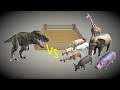 Battle of T-rex vs. 9 species of mammals. FPS perspective! | Animal Revolt Battle Simulator