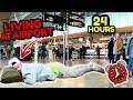 LIVING AT THE AIRPORT FOR 24 HOURS CHALLENGE! (MISSED MY FLIGHT)
