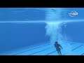 Jessica Parratto One-Piece Blue Swimsuit Body Underwater Swimming Pool Scene