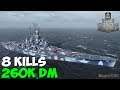World of WarShips | Massachusetts | 8 KILLS | 260K Damage - Replay Gameplay 4K 60 fps