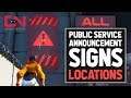 Fortnite - Visit Different Public Service Announcement Signs - All Locations - Week 10 Challenge