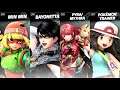 Super Smash Bros. Ultimate - Min Min vs Bayonetta vs Pyra/Mythra vs Leaf (CPU Level 9)
