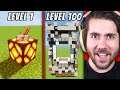 Minecraft Redstone HACKS from Level 1 to Level 100