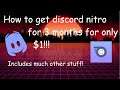 EASY DISCORD NITRO METHOD!!! 3 MONTHS FOR $1!! INCLUDES MANY OTHER PERKS AND GAMES!!! QUICK AND FAST
