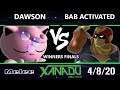 S@X 348 Online Winners Finals - Dawson (Jigglypuff) Vs. Bab Activated (Captain Falcon) Smash Melee