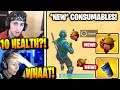 Streamers React to *NEW* Consumable Burger & Drink In Fortnite! (+10 Health/Shield)