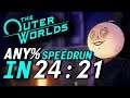The Outer Worlds Any% Speedrun in 24:21 (28:05 RTA)