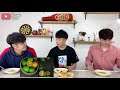 REVIEW Korean Guys try Filipino food Pancit Canton with Pandesal MUKBANG