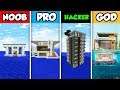 Minecraft NOOB vs. PRO vs. HACKER vs GOD: MODERN MANSION ON WATER in Minecraft! (Animation)