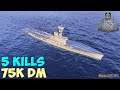 World of WarShips | Hermes | 5 KILLS | 75K Damage - Replay Gameplay 1080p 60 fps