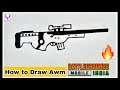 How to draw AWM sniper rifle easy || #battlegroundsmobileindia