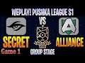 Secret vs Alliance  Game 1 | Bo3 | Group Stage WePlay! Pushka League S1 | DOTA 2 LIVE | NO CASTER
