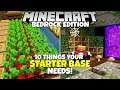 10 Simple Things EVERY Minecraft Starter Base NEEDS! Bedrock Edition