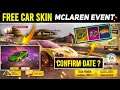 FREE MCLAREN CAR SKIN| FREEFIRE NEW MCLAREN EVENT| MCLAREN CONFIRM DATE