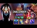 Challenger Ahri MID vs Irelia - 천상계 장인 미드 아리 템트리 룬 만년서리 감전 - LOL KR 11.9