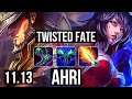 TWISTED FATE vs AHRI (MID) | 5/1/8, 1.5M mastery, 400+ games | EUW Master | v11.13