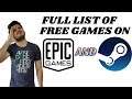 FULL LIST OF FREE GAMES AVAILABLE ON EPIC GAMES VS STEAM | WHICH HAS THE BETTER COLLECTION |