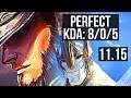 TWISTED FATE vs GALIO (MID) | 8/0/5, 600+ games, Legendary | KR Master | v11.15