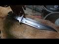 Forging a Bowie from a semi truck leaf spring, part 2, making the handle.