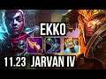 EKKO vs JARVAN IV (JNG) | 10 solo kills, Legendary, 1.1M mastery, 28/6/5 | EUW Diamond | 11.23