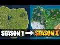 Fortnite Map Evolution From Season 1 to Season 10 (Season X)